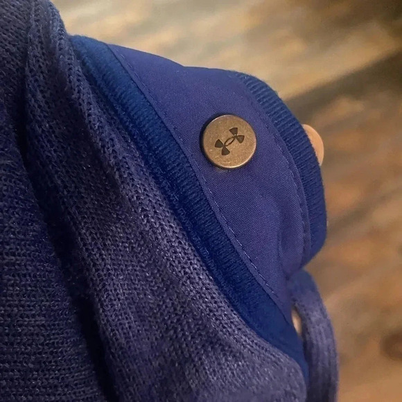 Under Armour Golf Men’s Medium Loose Cold Gear Blue Long Sleeve Snaps Logo UA - Picture 3 of 8